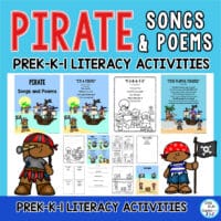 Pirates can help your preschool, kindergarten and first graders read and write, sequence and decode familiar words with these fun songs and poems. Yer preschool, kindergarten, first and second Graders will love this here fun literacy skill building treasure! Sing, Move, Chant, Read and color these here captivating "Piratey" songs during literacy time, strengthen oral language, auditory memory, sequencing and imagination. SING PLAY CREATE