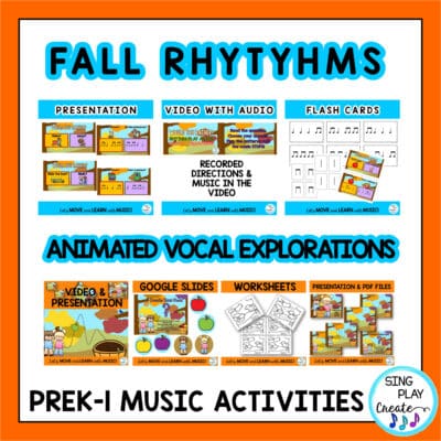 Fall PREK-K-1 Music Lessons, Songs, Activities & Printables Bundle