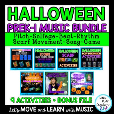 Halloween Preschool, K-1 Music Lesson and Movement Activities Bundle