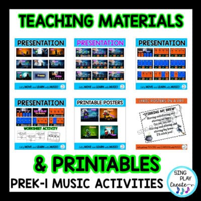 Halloween Preschool, K-1 Music Lesson and Movement Activities Bundle