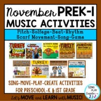 November PreK-1 Music Lesson and movement Activities Bundle