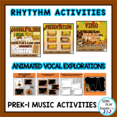 November PreK-1 Music Lesson and movement Activities Bundle