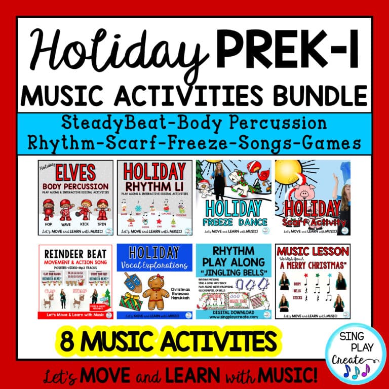 Holiday Preschool, Kindergarten Music Lesson and Movement Activity Bundle