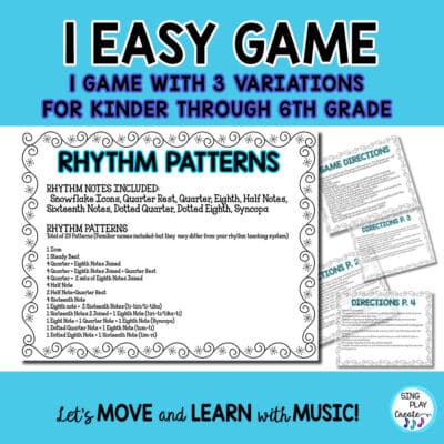 Winter Rhythm Game "Toss The Snowballs" Rhythms K-6 Levels