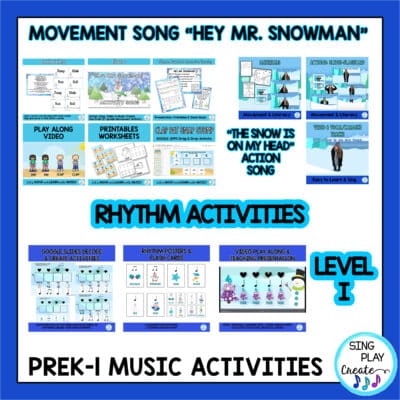 Winter Preschool, K-1 Music Lesson and Movement Activity Bundle