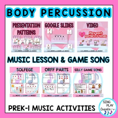 February Preschool, K-1 Music Lesson and Movement Activity Bundle