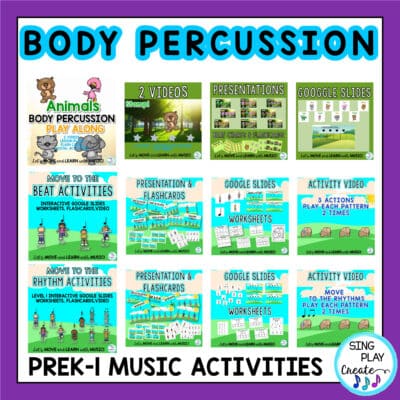 May Preschool, K-1 Music Lesson and Movement Activity Bundle