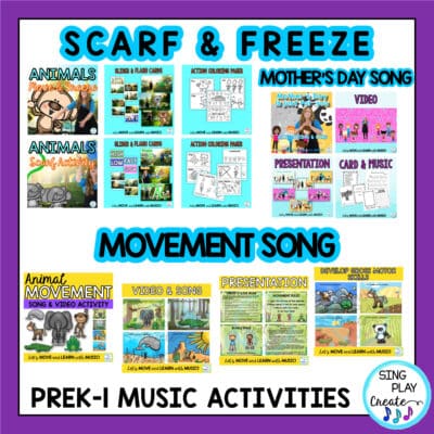 May Preschool, K-1 Music Lesson and Movement Activity Bundle