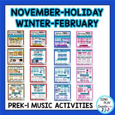 Preschool, K-1 Music Lesson and Movement Activity Bundle: Entire Year