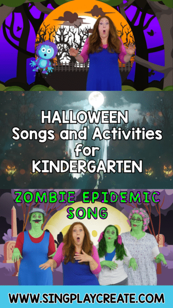 Halloween songs and activities for Kindergarten, preschool, first grade and elementary students.