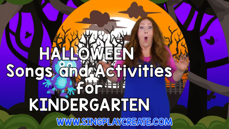 Halloween songs and activities for Kindergarten, preschool, first grade and elementary students.