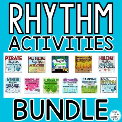 Elementary Music Rhythm Lessons and Activities School Year Bundle {3-6}