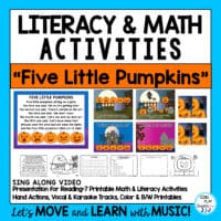 Pumpkin Song "Five Little Pumpkins" Literacy Activities, Preschool, Kindergarten