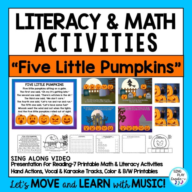 Pumpkin Song "Five Little Pumpkins" Literacy Activities, Preschool, Kindergarten