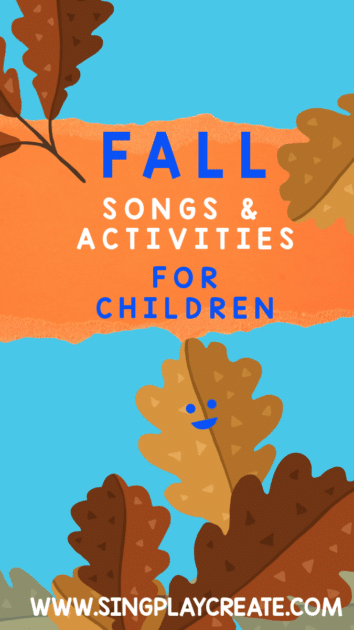 Fall songs and poems for children in preschool, kindergarten and even toddlers.  Singing and moving to music will help children grow and develop in many different ways including physical and reading and creativity.

The fall songs and poems can be found on our website, TPT and you can listen to them on SPOTIFY, APPLE, AMAZON and all your Favorite MUSIC channels. SING PLAY CREATE 
LEARN MORE