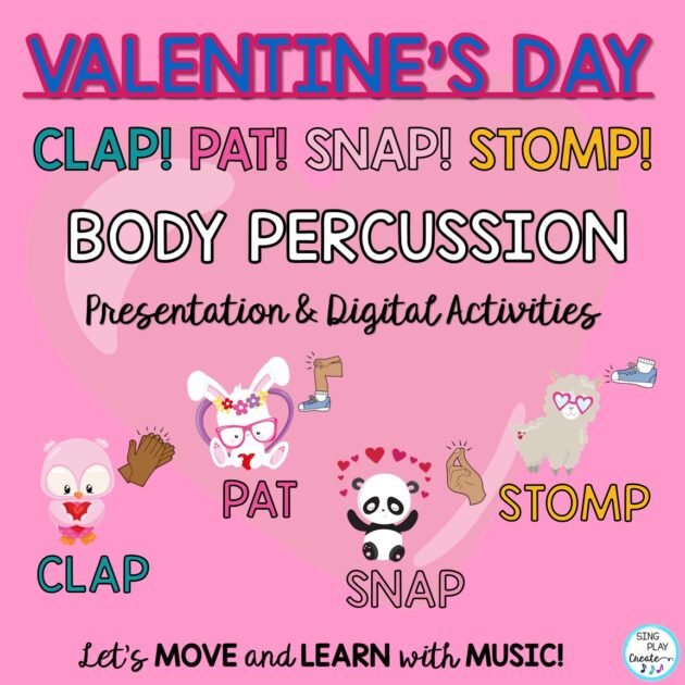 Body Percussion Activities by Sing Play Create for Preschool and Kindergarten music classes.