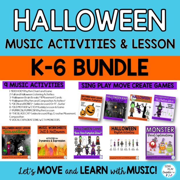 Halloween Music Activities Bundle: Songs, Chants, Games, Movement K-6