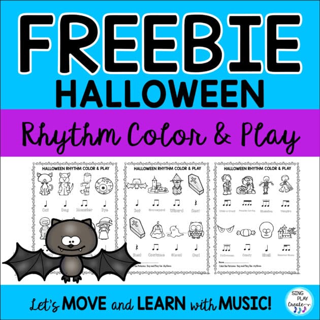 Free Halloween Rhythm Worksheets for ages 5-12 from Sing Play Create