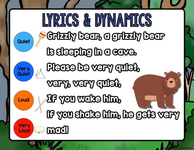 Music Lesson: Loud/Soft Dynamics "Grizzly Bear" Song Kindergarten, First Grade by SING PLAY CREATE