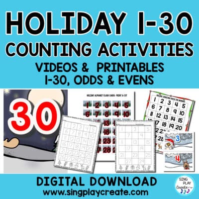 Math Count to 30 Activities: 1-30, Odds, Evens, Trace, Circle Time, Math Centers