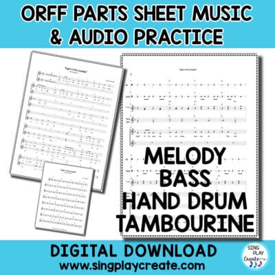 Hanukkah Song Orff Arrangement: "Eight Little Candles" 2 part song is perfect for elementary music classes and choirs. Students will play drum, tambourine and xylophones in the accompaniment. Best for upper elementary grades.