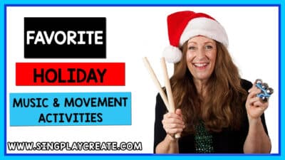 In this favorite holiday music and movement activities blog post. I'm sharing my favorite holiday music and movement activities. There's lessons for instruments, movement and games. Nutcracker activities, Santa Game and a Merry Christmas instrument activity. LEARN MORE