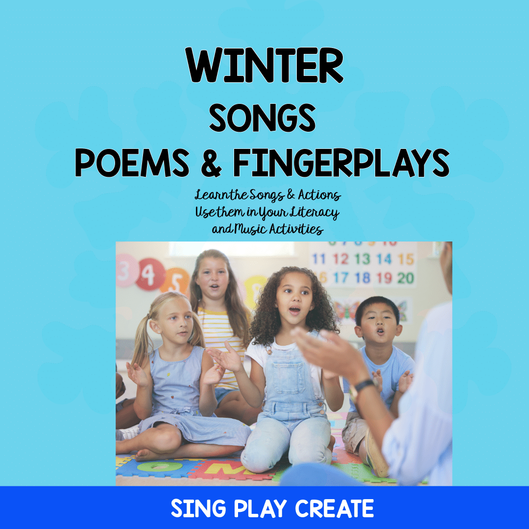 10 winter action songs, poems and fingerplays you can use with young children.  Incorporate movement, music and literacy in all of your learning activities for whole child development.  Children love to sing and move to these easy to learn action songs, poems and fingerplays set to familiar tunes. Read this post to learn the songs and actions.