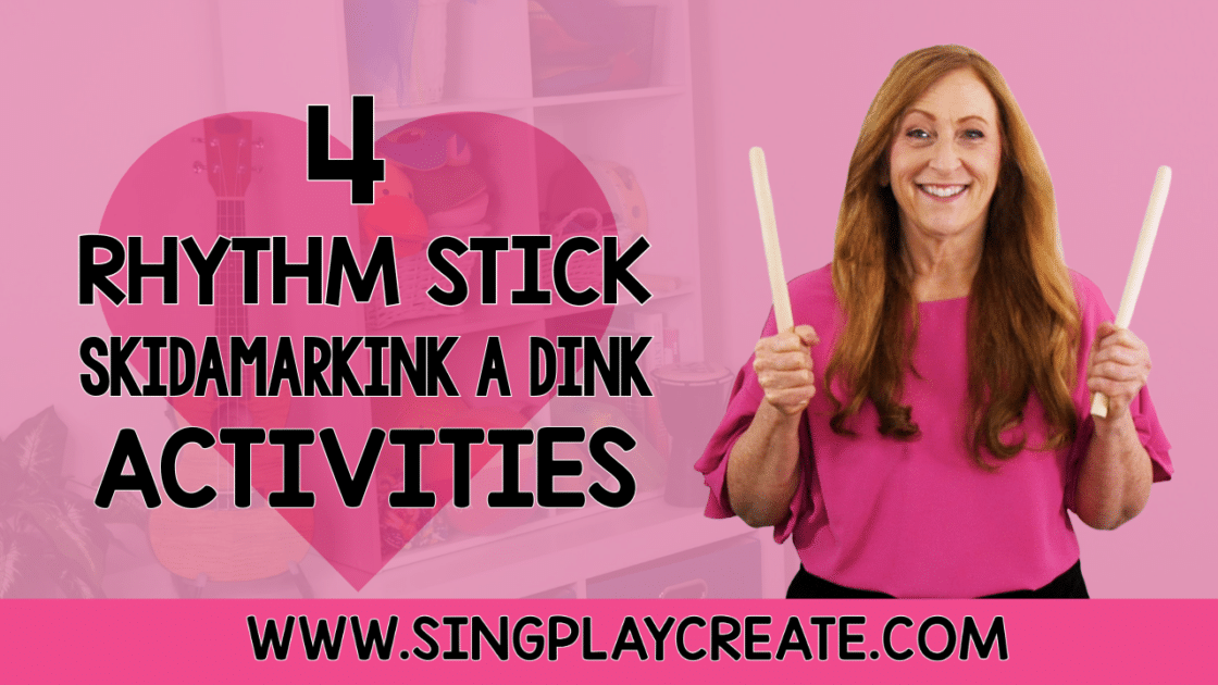 You can have "Skidamarink a Dink rhythm stick activity fun in your music and movement classes. It’s a unique and exciting way for you to enhance children's motor skills, coordination, and musicality while enjoying the popular song. Get the 4 ACTIVITIES AT SING PLAY CREATE