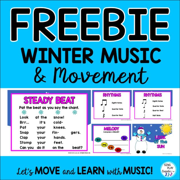 Free Winter Music and Movement Activity
Here's a quick and easy winter music and movement activity for K-4 music class. You can scaffold the activities for different grade levels using movement, instruments, creating rhythm and composing activities. SING PLAY CREATE