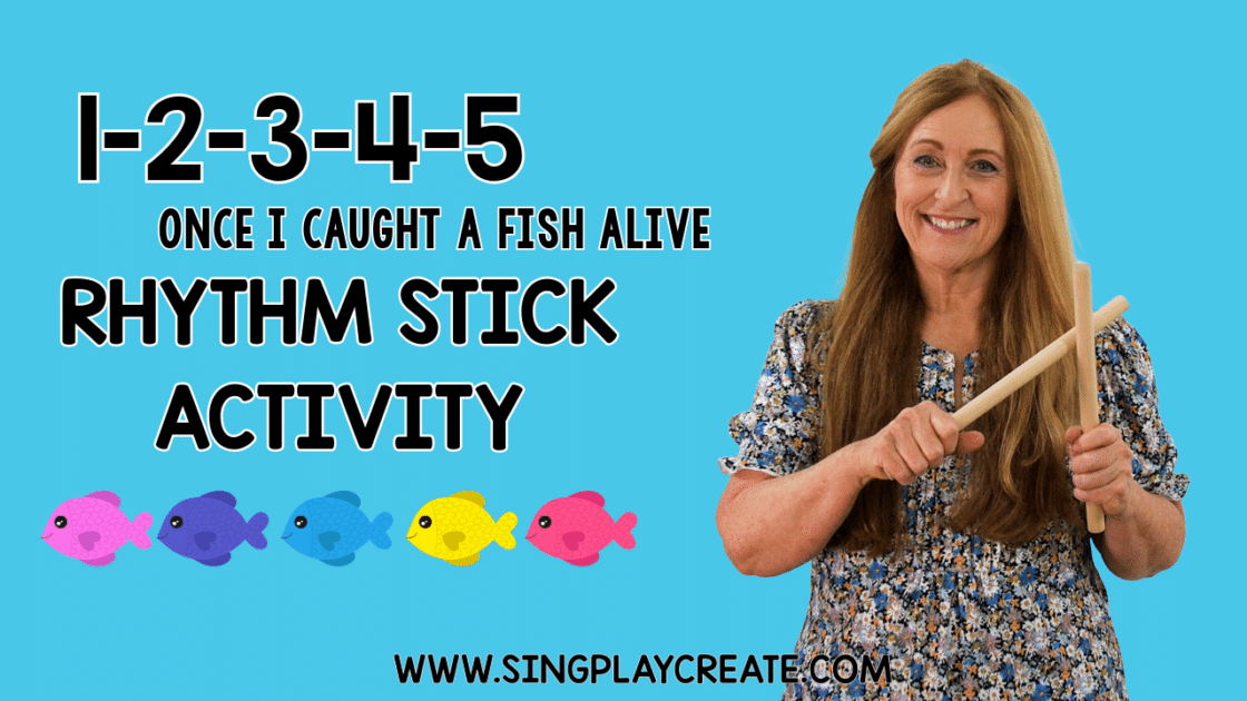 Hey Music teacher friends. Here’s an easy rhythm stick tutorial for “12345 Once I Caught a Fish Alive”. It’s easy to follow along and you’ll learn the pattern quickly! I share how you can turn this into a complete music lesson with some warm up activities and then how to teach the rhythm stick patterns too. There’s a play along at the end of the video where I demonstrate the entire song.